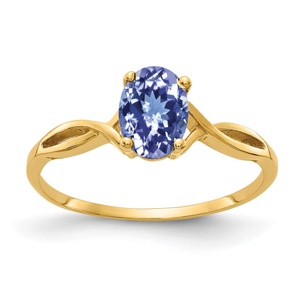 14k Yellow Gold 7x5mm Oval Tanzanite ring