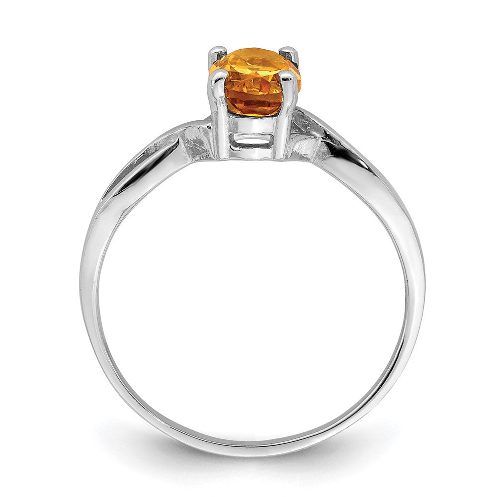 14k White Gold 7x5mm Oval Citrine Checker ring