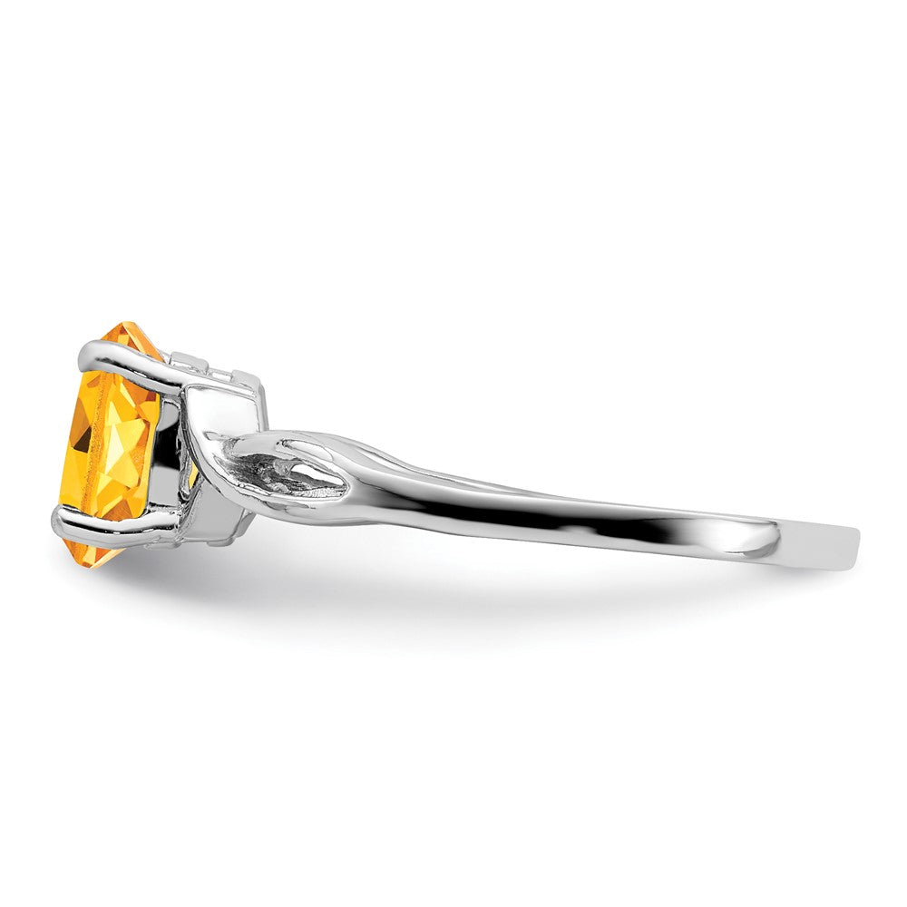 14k White Gold 7x5mm Oval Citrine Checker ring