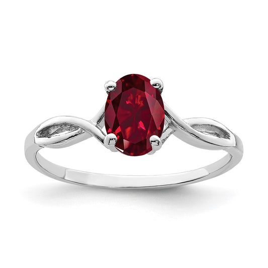 14k White Gold 7x5mm Oval Created Ruby ring