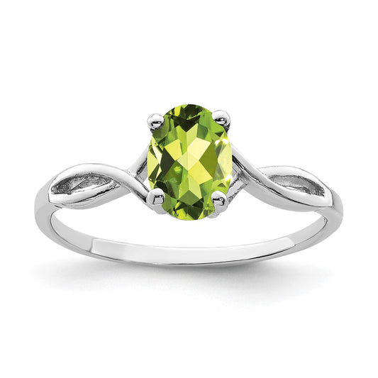 14k White Gold 7x5mm Oval Peridot ring