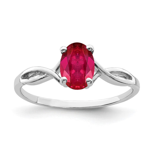 14k White Gold 7x5mm Oval Ruby ring