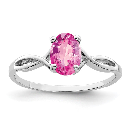 14k White Gold 7x5mm Oval Pink Sapphire ring