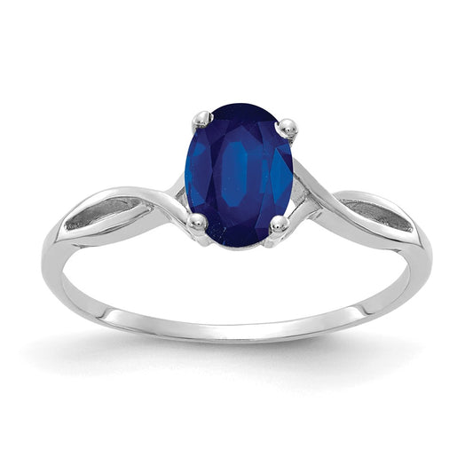 14k White Gold 7x5mm Oval Sapphire ring