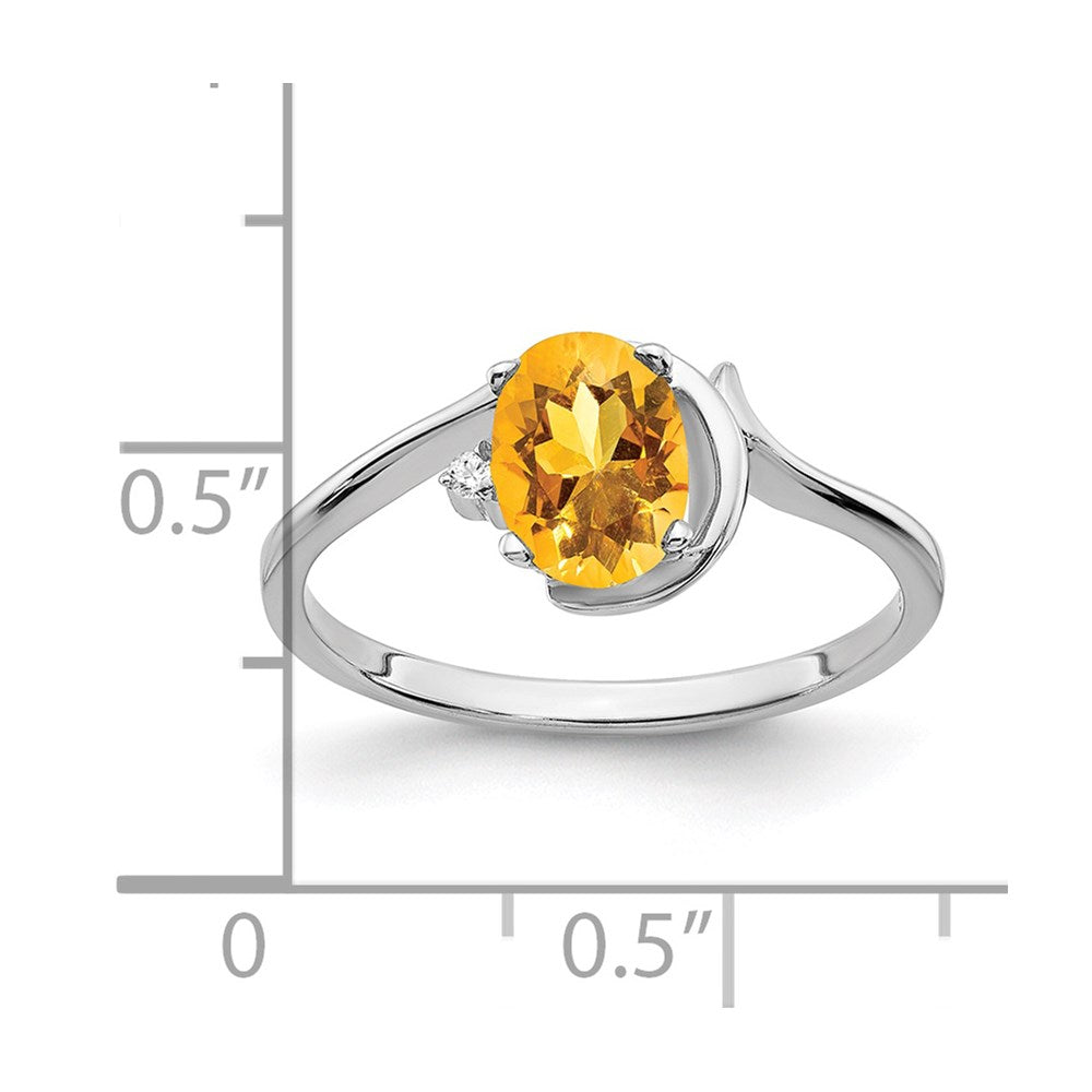 14k White Gold 7x5mm Oval Citrine AA Real Diamond ring