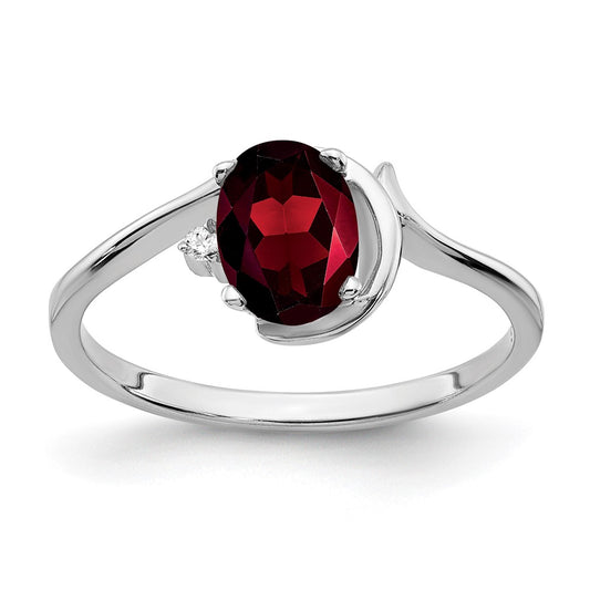 14k White Gold 7x5mm Oval Garnet A Real Diamond ring