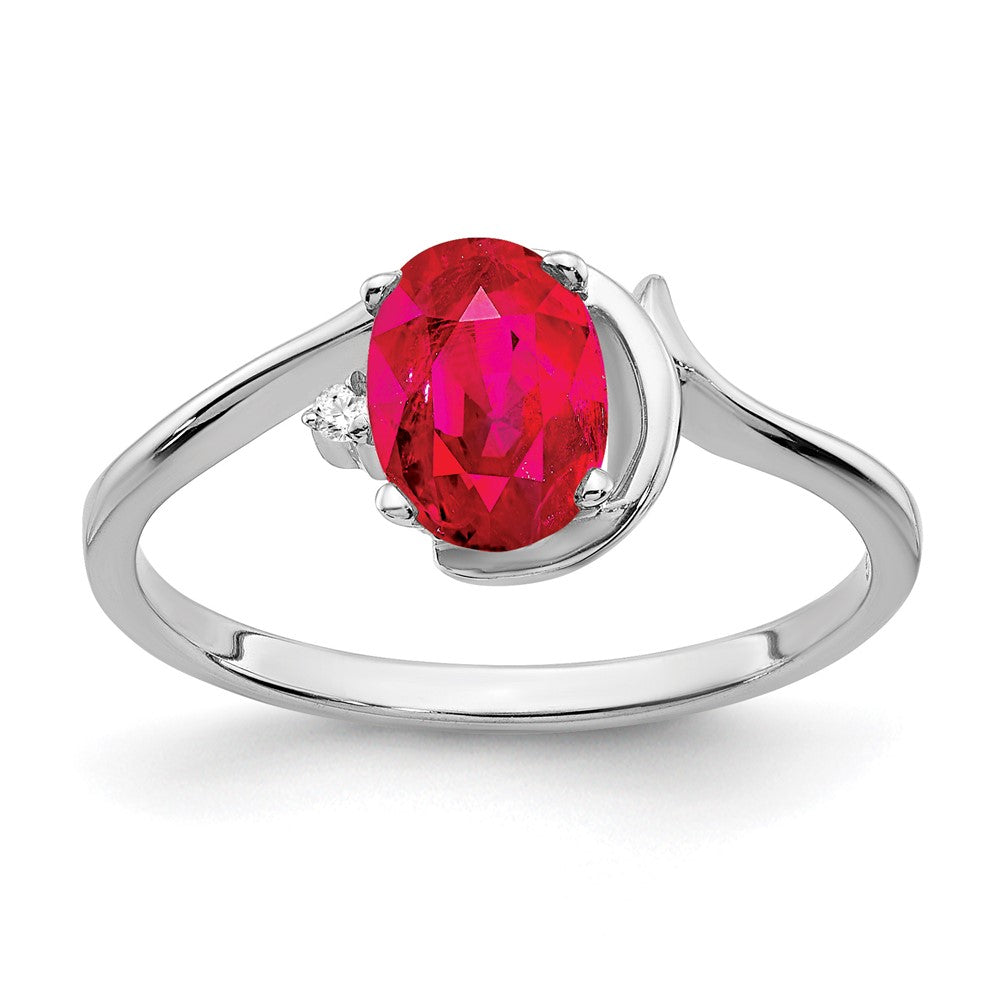 14k White Gold 7x5mm Oval Ruby A Real Diamond ring