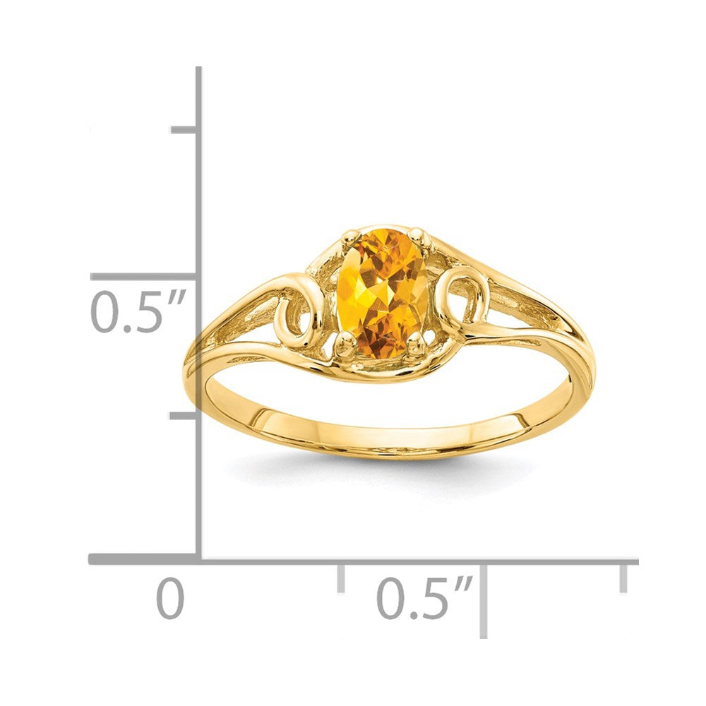 14K Yellow Gold 7x5mm Oval Citrine Checker ring