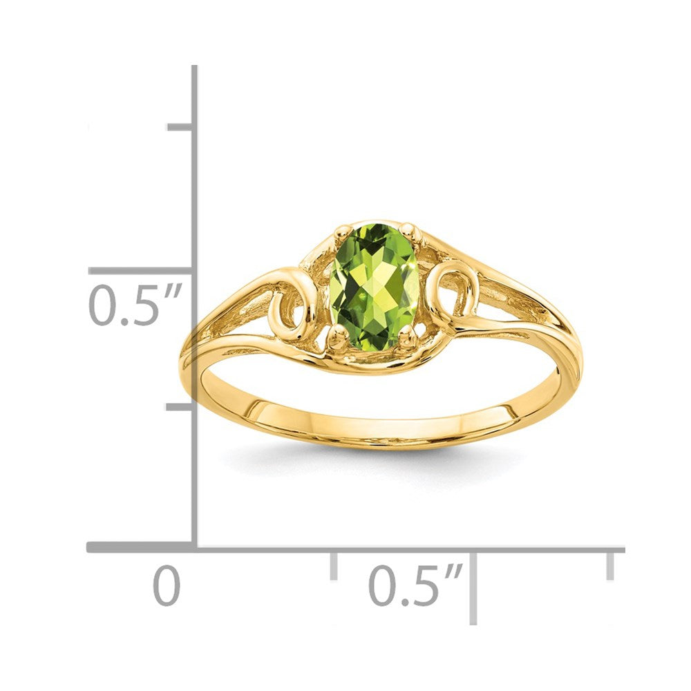 Solid 14k Yellow Gold 7x5mm Oval Simulated Peridot Ring