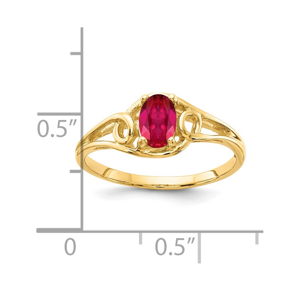 14K Yellow Gold 7x5mm Oval Ruby ring