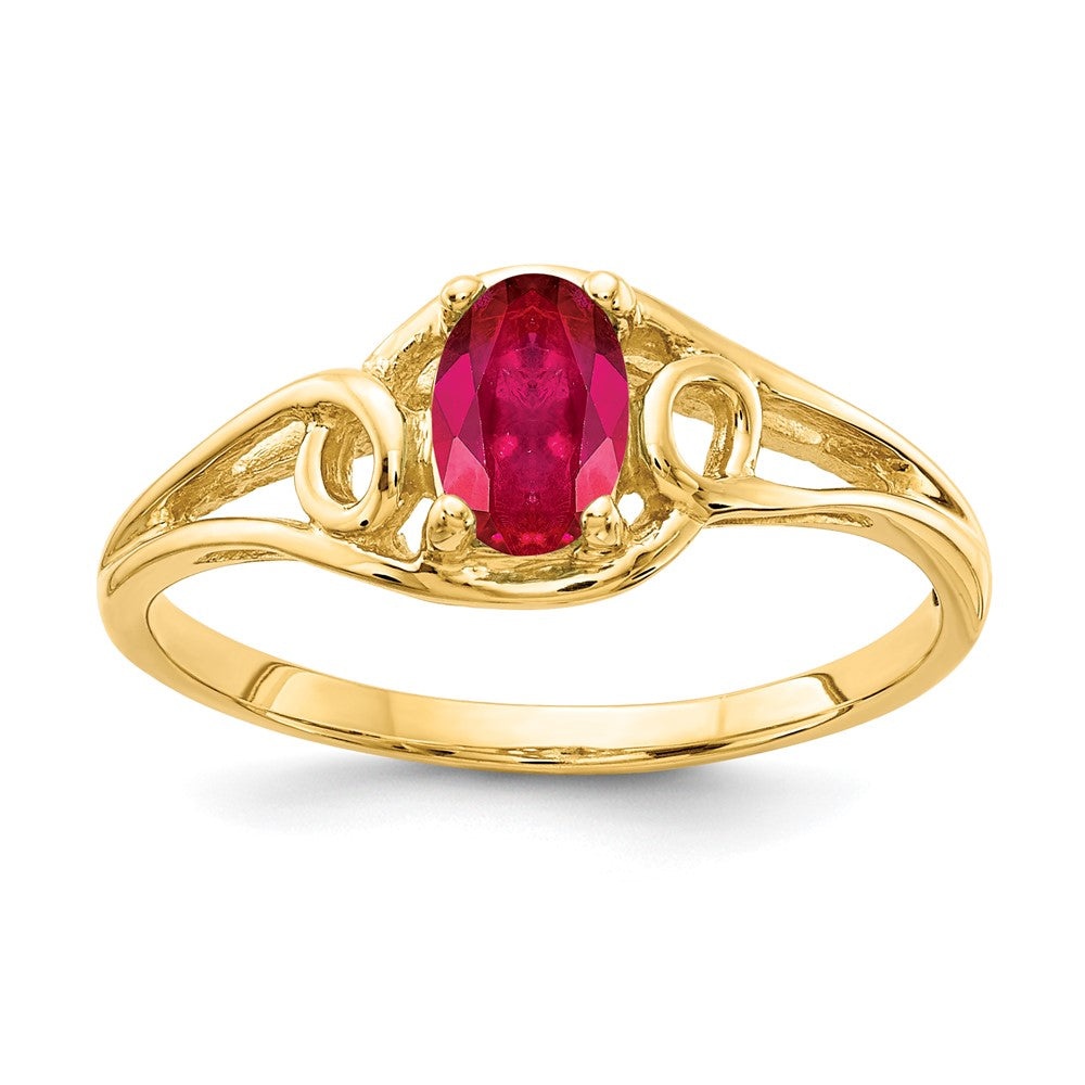 14K Yellow Gold 7x5mm Oval Ruby ring