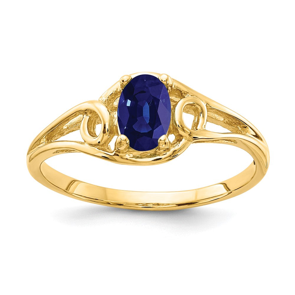 14K Yellow Gold 7x5mm Oval Sapphire ring