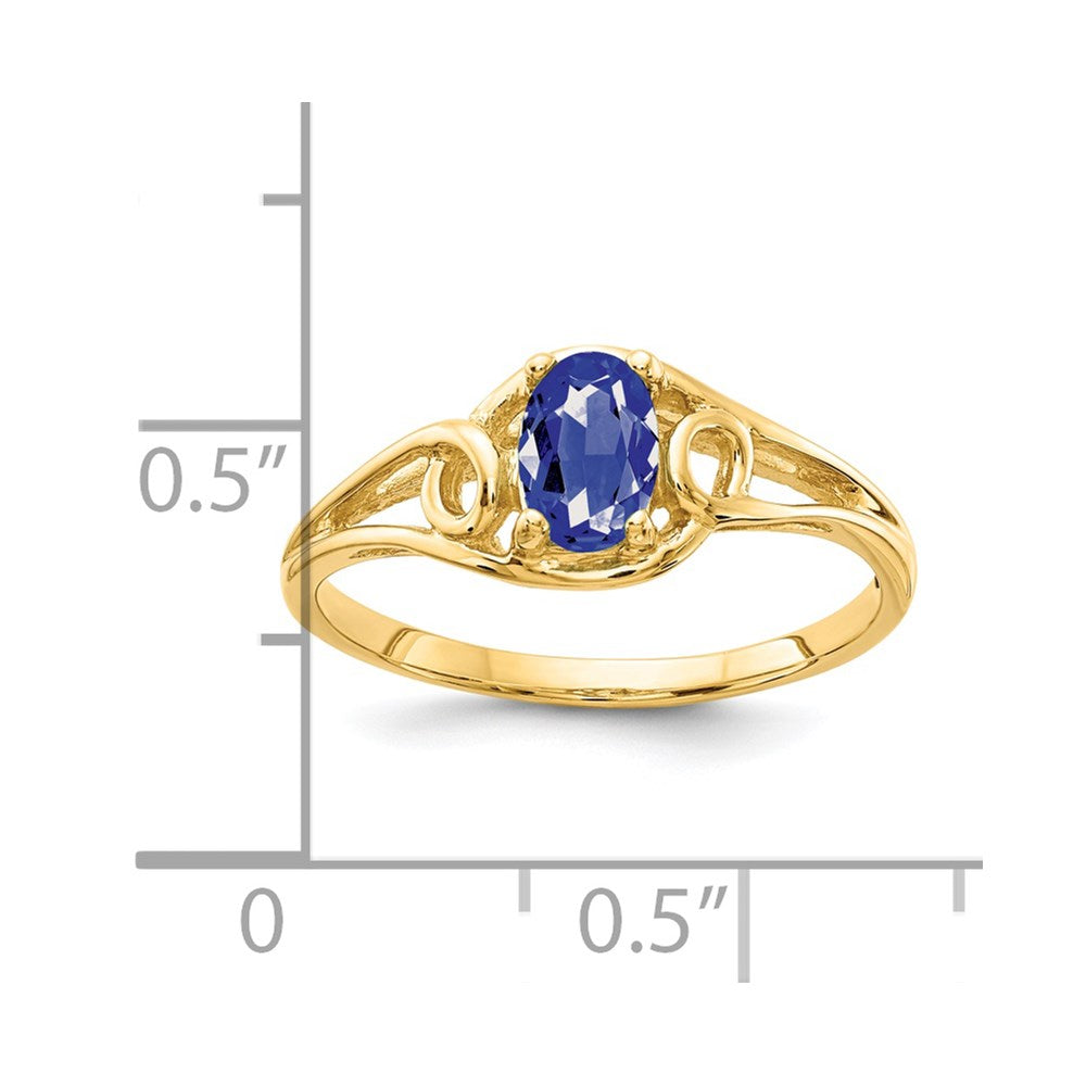 14k Yellow Gold 6x4mm Oval Tanzanite ring