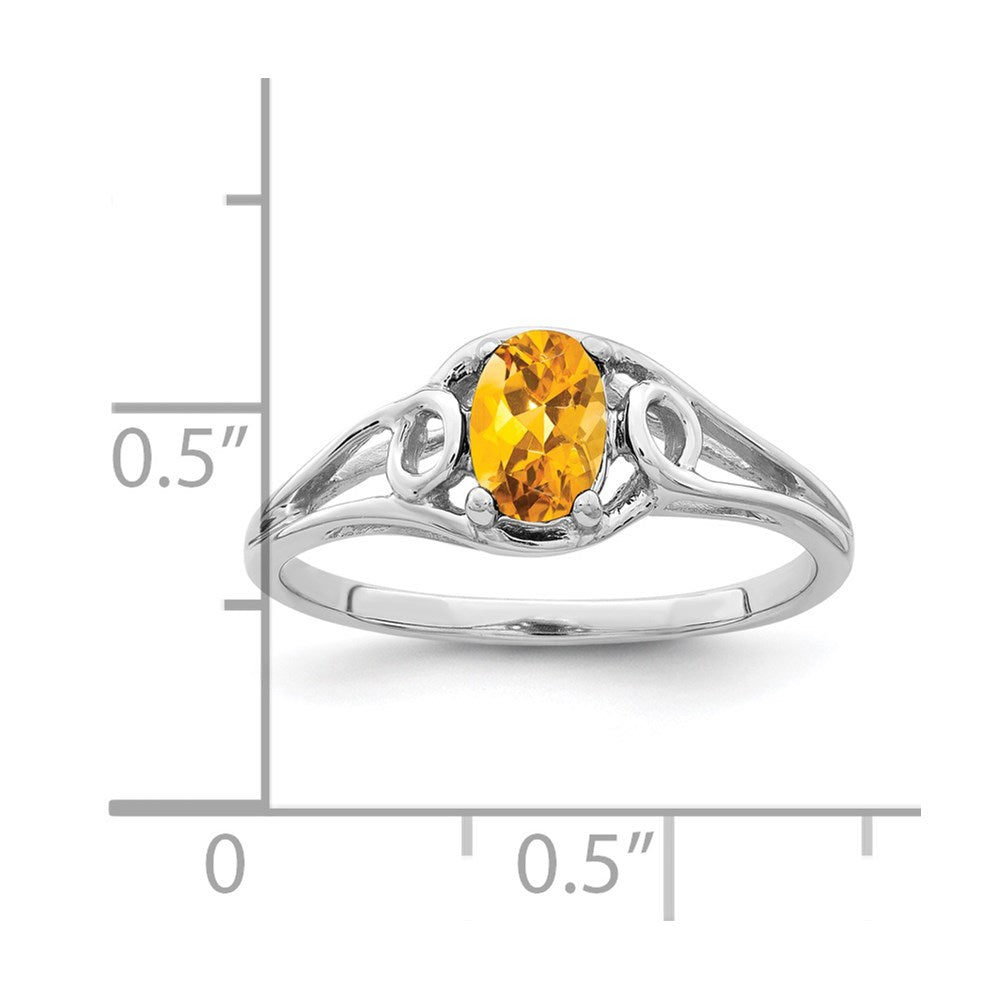 14k White Gold 7x5mm Oval Citrine Checker ring