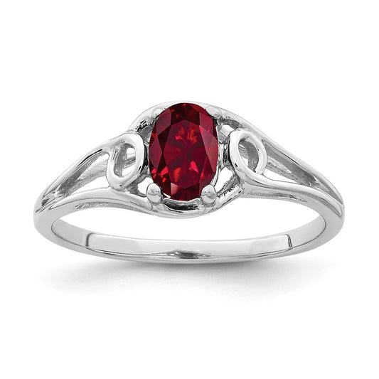 14k White Gold 7x5mm Oval Created Ruby ring