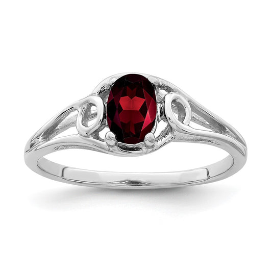 14k White Gold 6x4mm Oval Garnet ring