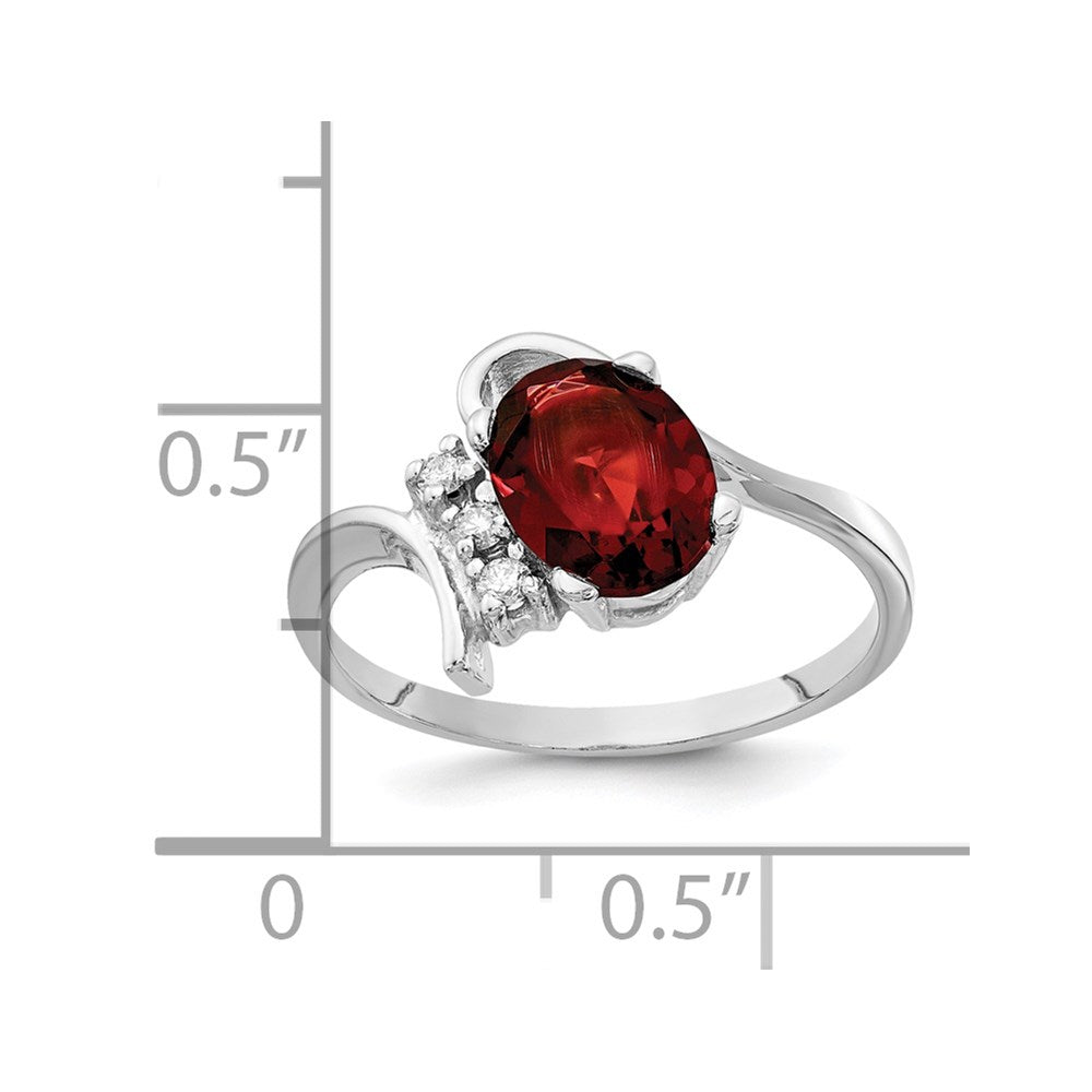 14k White Gold 8x6mm Oval Garnet Checker VS Diamond ring