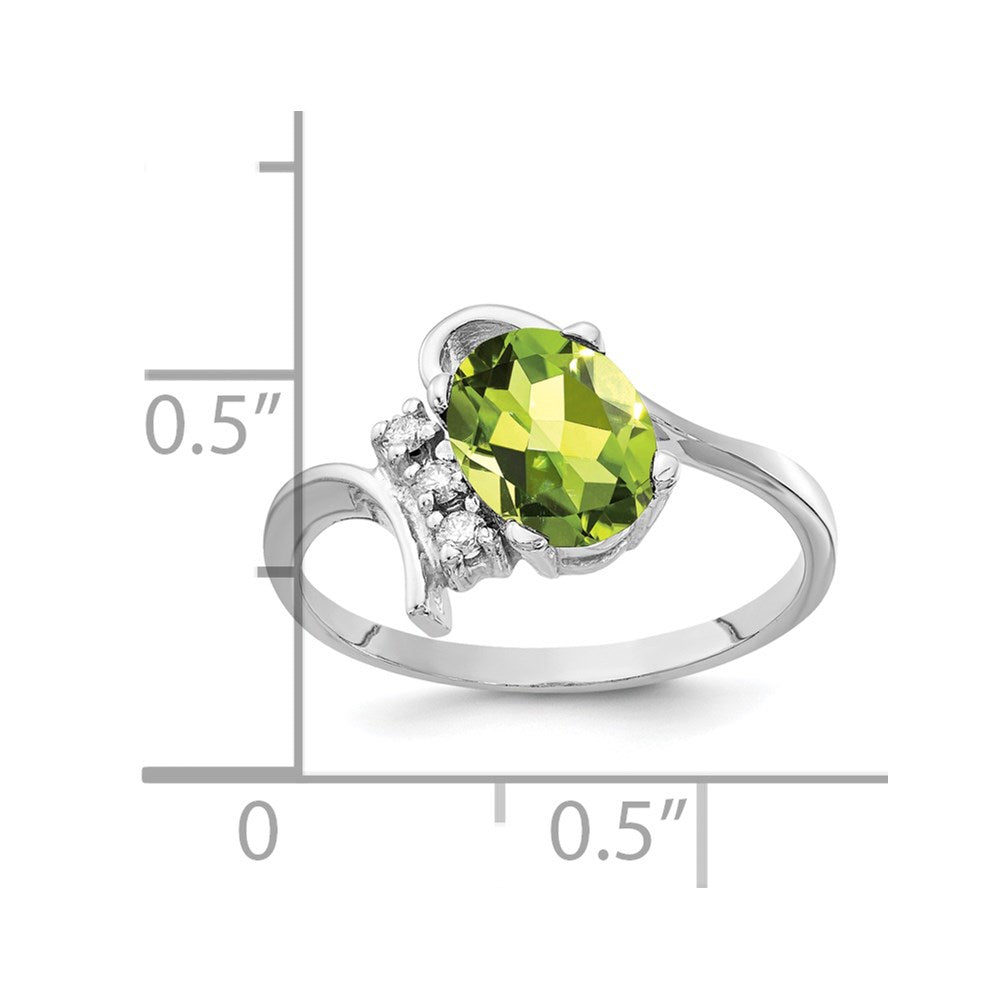 14k White Gold 8x6mm Oval Peridot VS Real Diamond ring