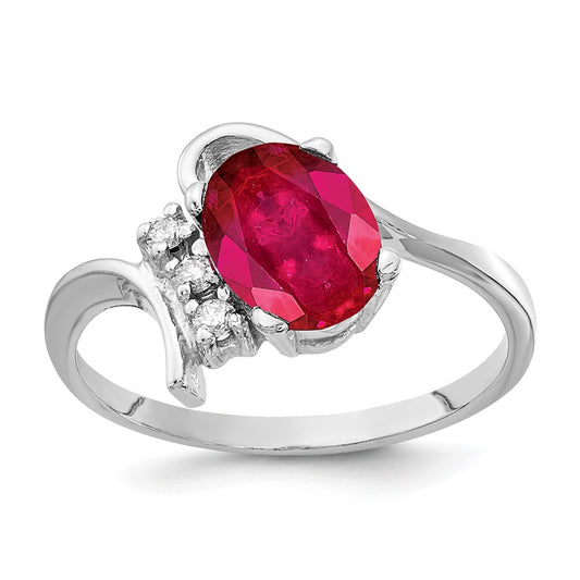 14k White Gold 8x6mm Oval Ruby A Real Diamond ring