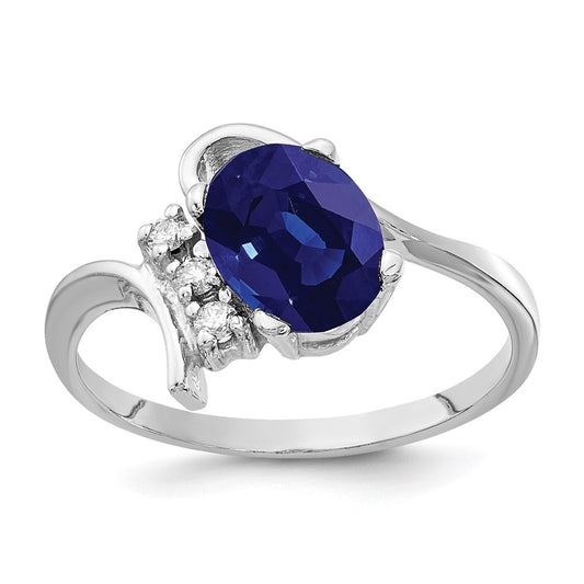 14k White Gold 8x6mm Oval Sapphire VS Real Diamond ring