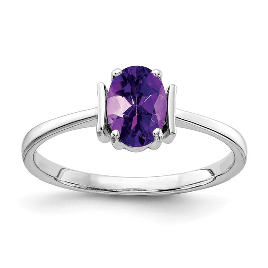 14k White Gold 7x5mm Oval Amethyst ring