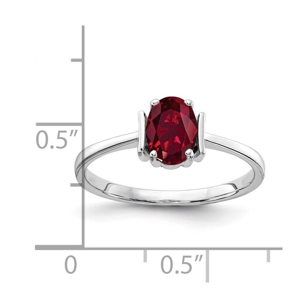 14k White Gold 7x5mm Oval Created Ruby ring