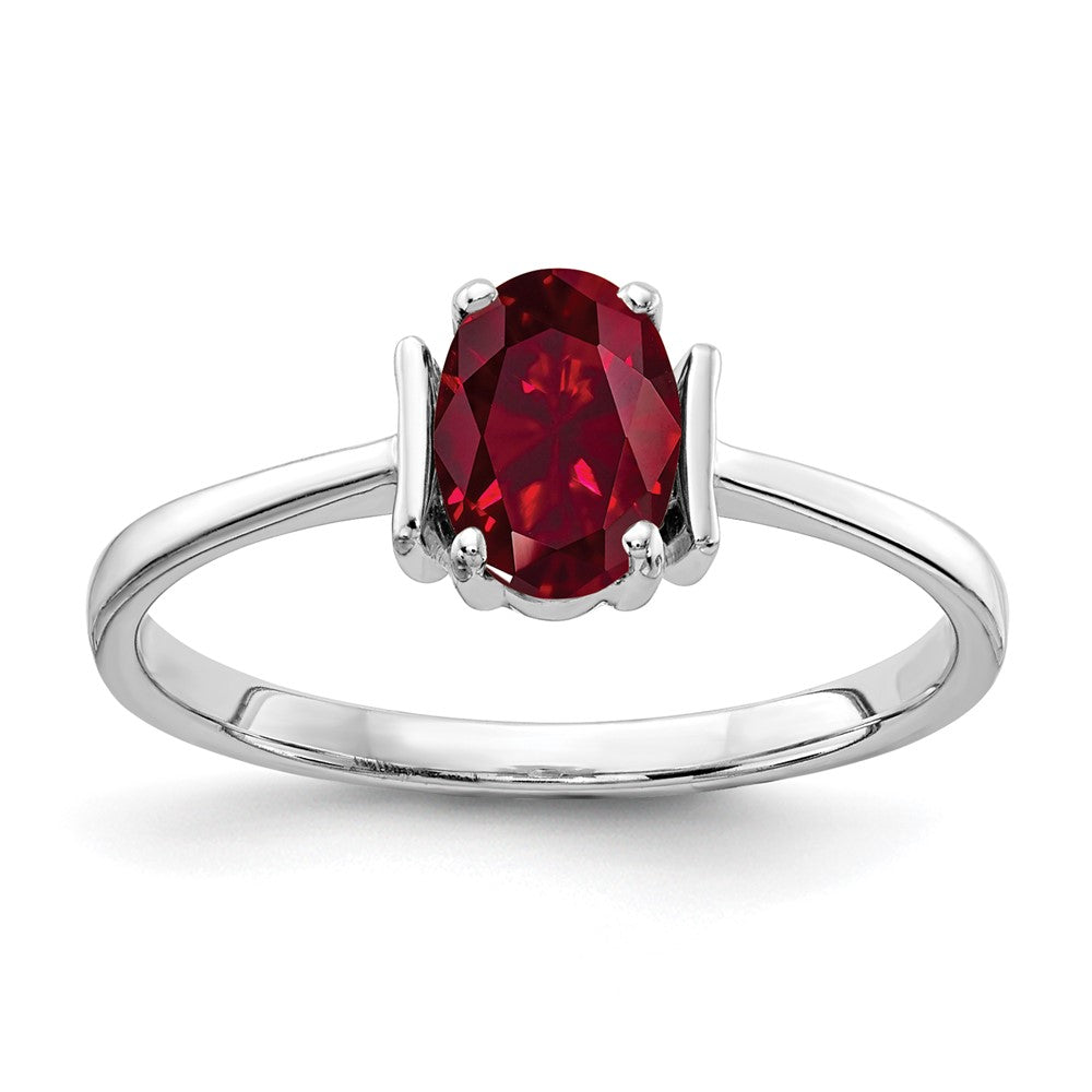 14k White Gold 7x5mm Oval Created Ruby ring