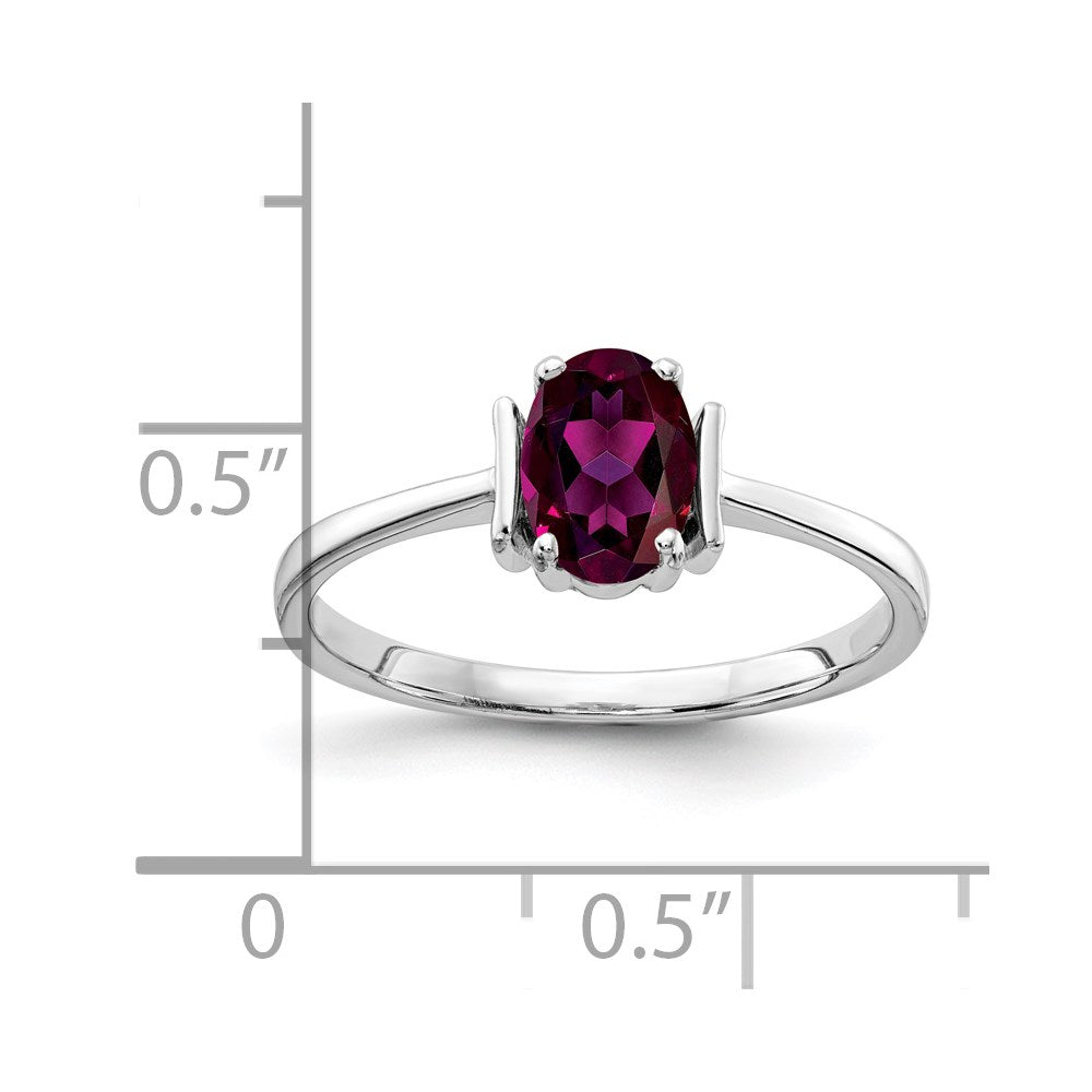 14k White Gold 7x5mm Oval Rhodolite Garnet ring