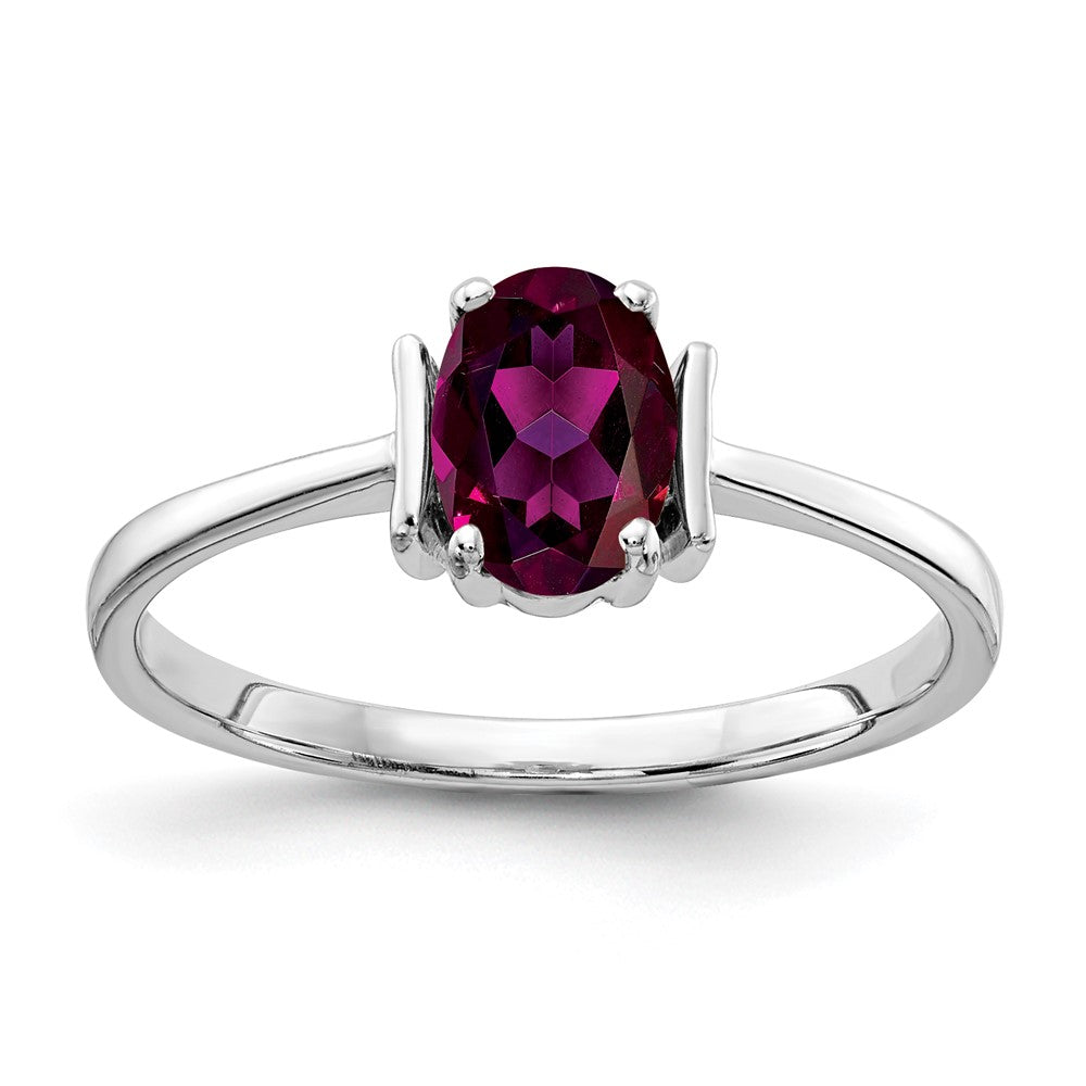 14k White Gold 7x5mm Oval Rhodolite Garnet ring