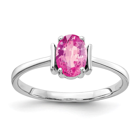 14k White Gold 7x5mm Oval Pink Sapphire ring