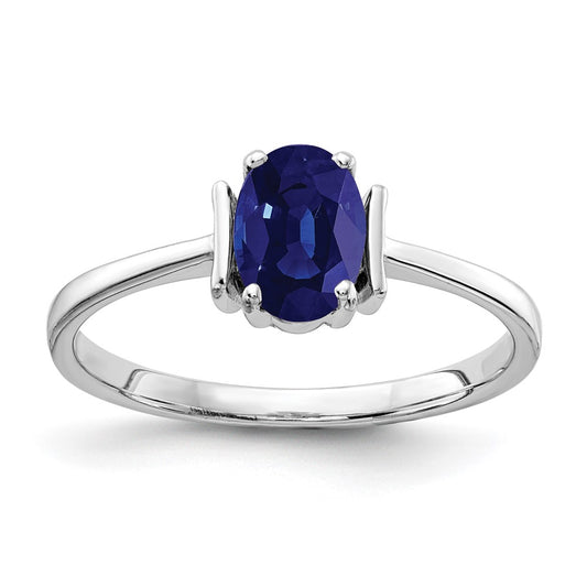 14k White Gold 7x5mm Oval Sapphire ring