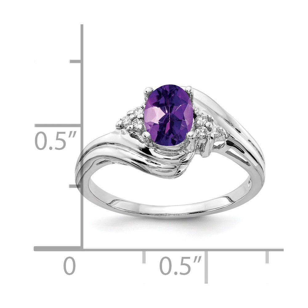 Solid 14k White Gold 7x5mm Oval Simulated Amethyst VS CZ Ring