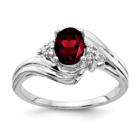 14k White Gold 7x5mm Oval Garnet Checker A Real Diamond ring