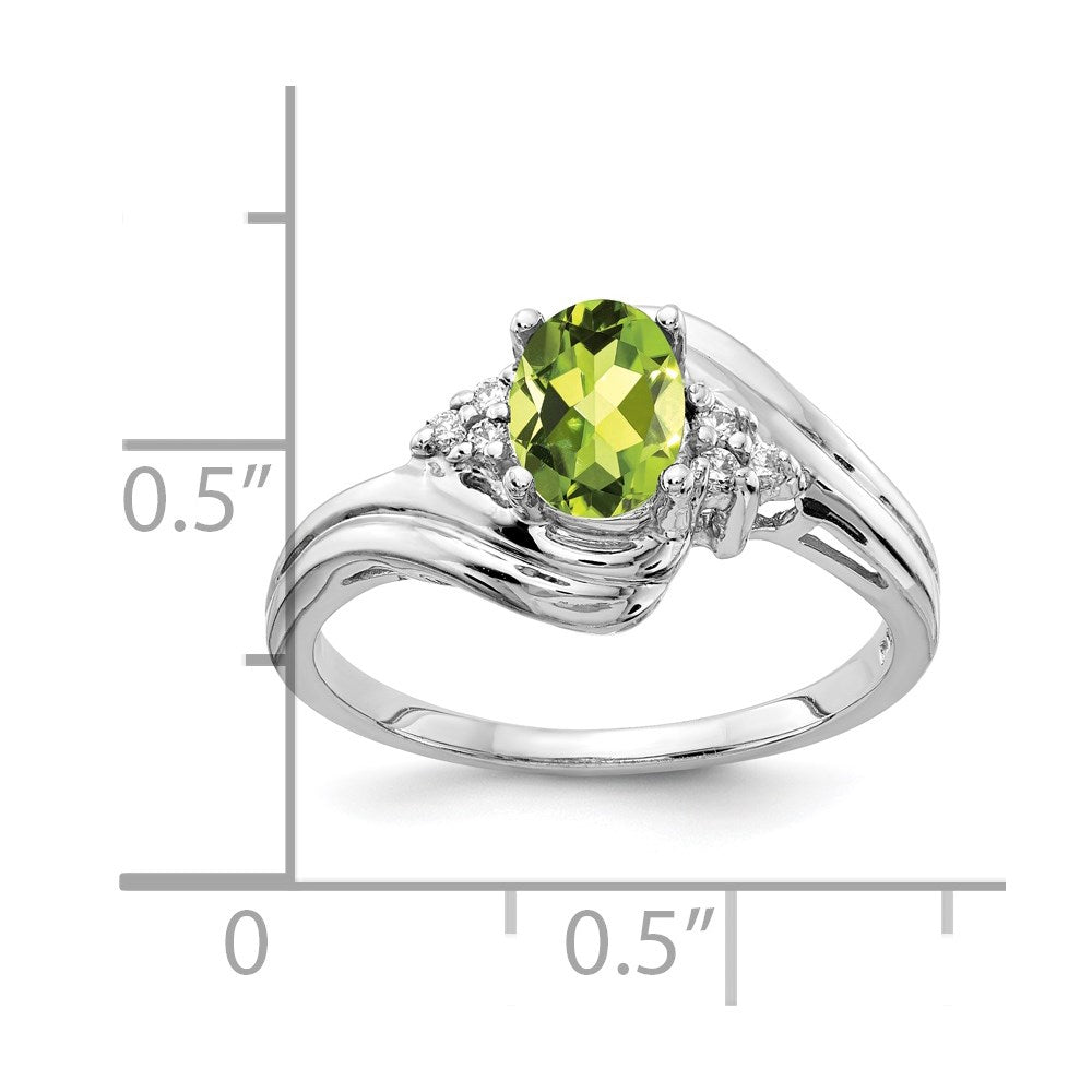 14k White Gold 7x5mm Oval Peridot VS Real Diamond ring