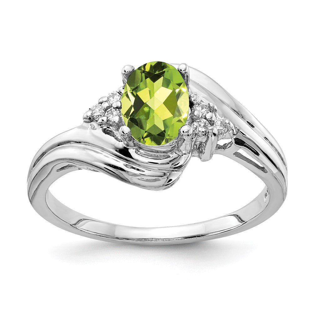 14k White Gold 7x5mm Oval Peridot A Real Diamond ring