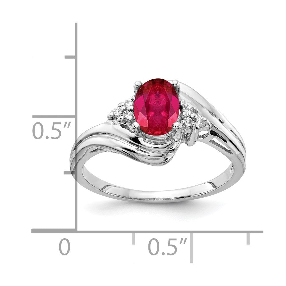 14k White Gold 7x5mm Oval Ruby A Real Diamond ring