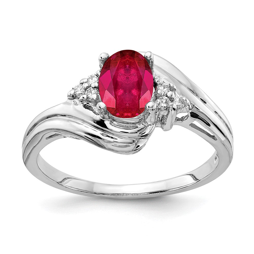 14k White Gold 7x5mm Oval Ruby VS Real Diamond ring