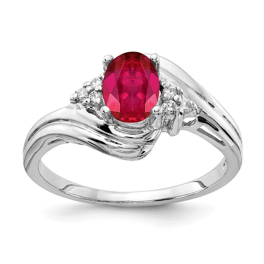 14k White Gold 7x5mm Oval Ruby A Real Diamond ring