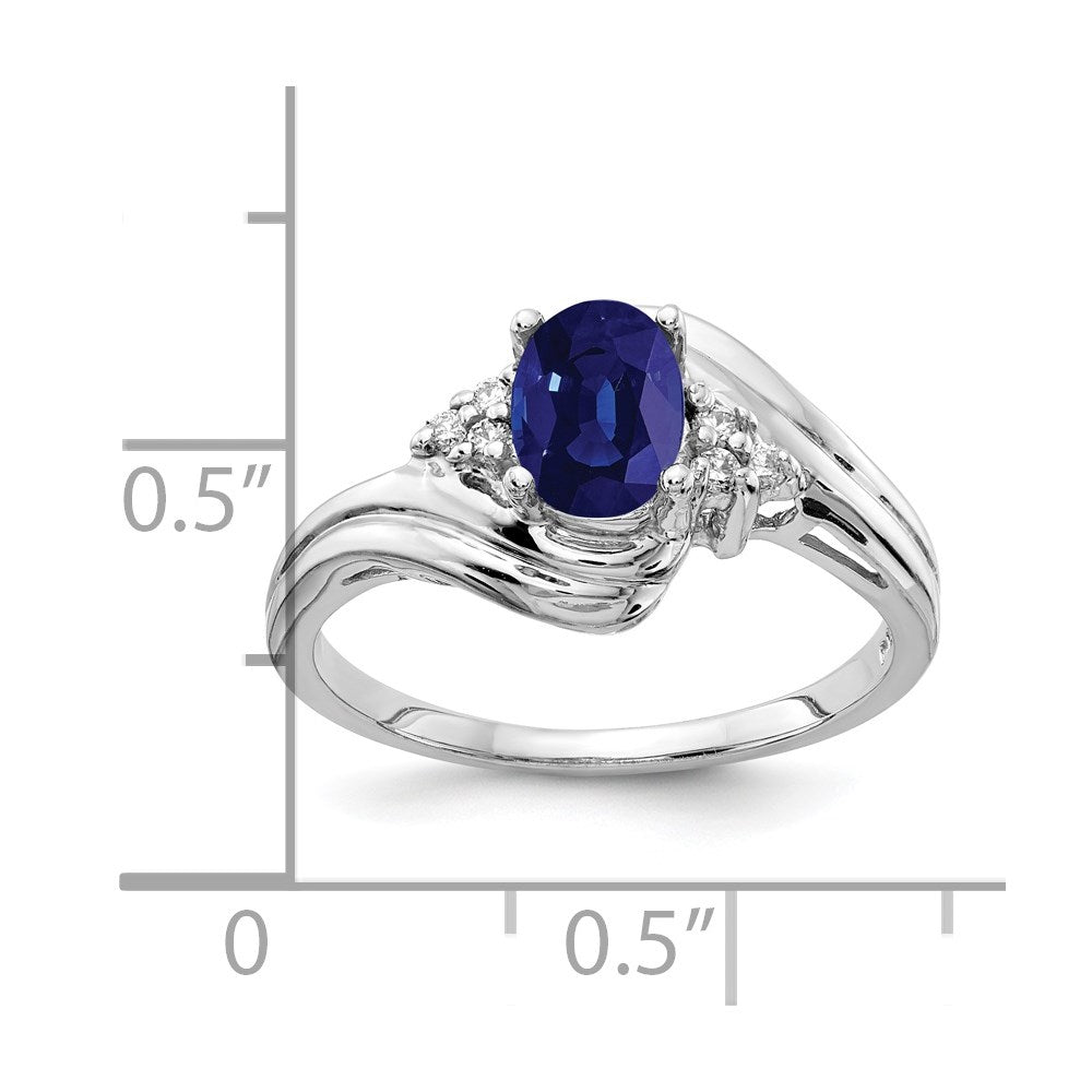 14k White Gold 7x5mm Oval Sapphire A Real Diamond ring