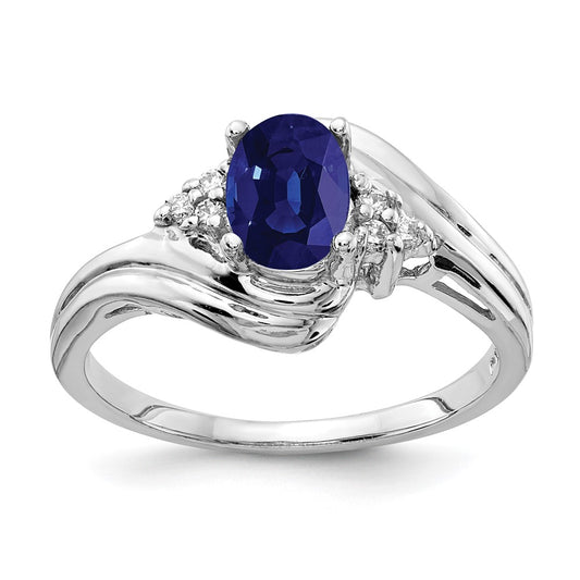 14k White Gold 7x5mm Oval Sapphire A Real Diamond ring