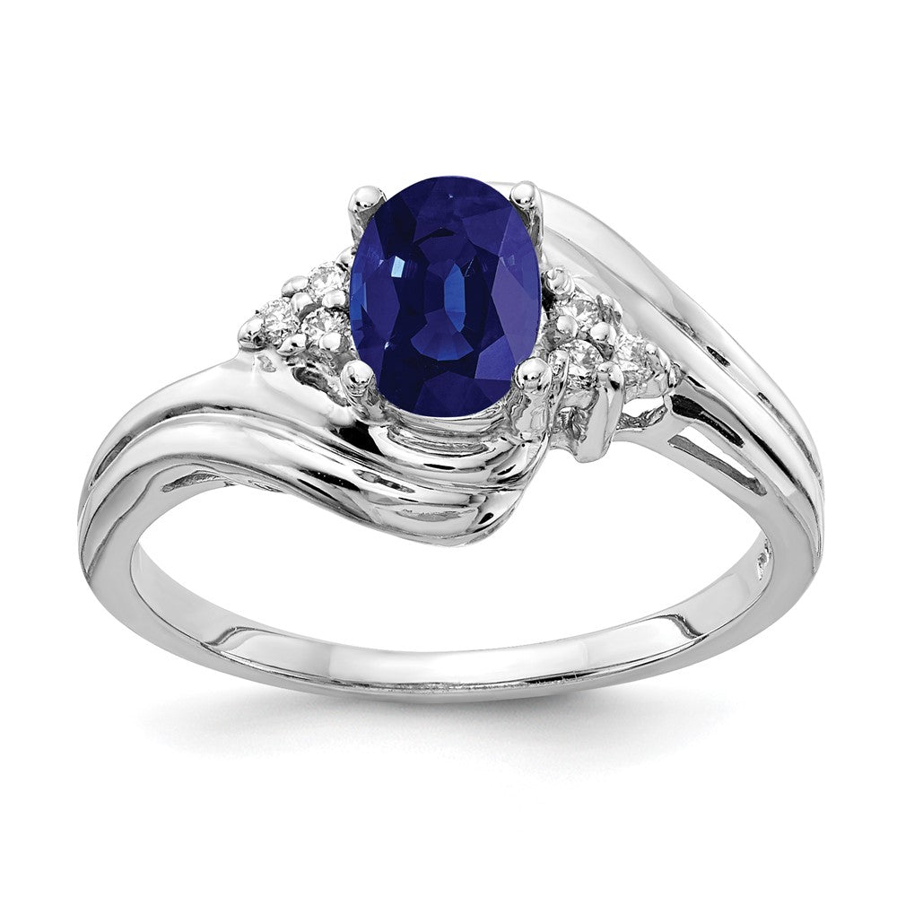 14k White Gold 7x5mm Oval Sapphire VS Real Diamond ring