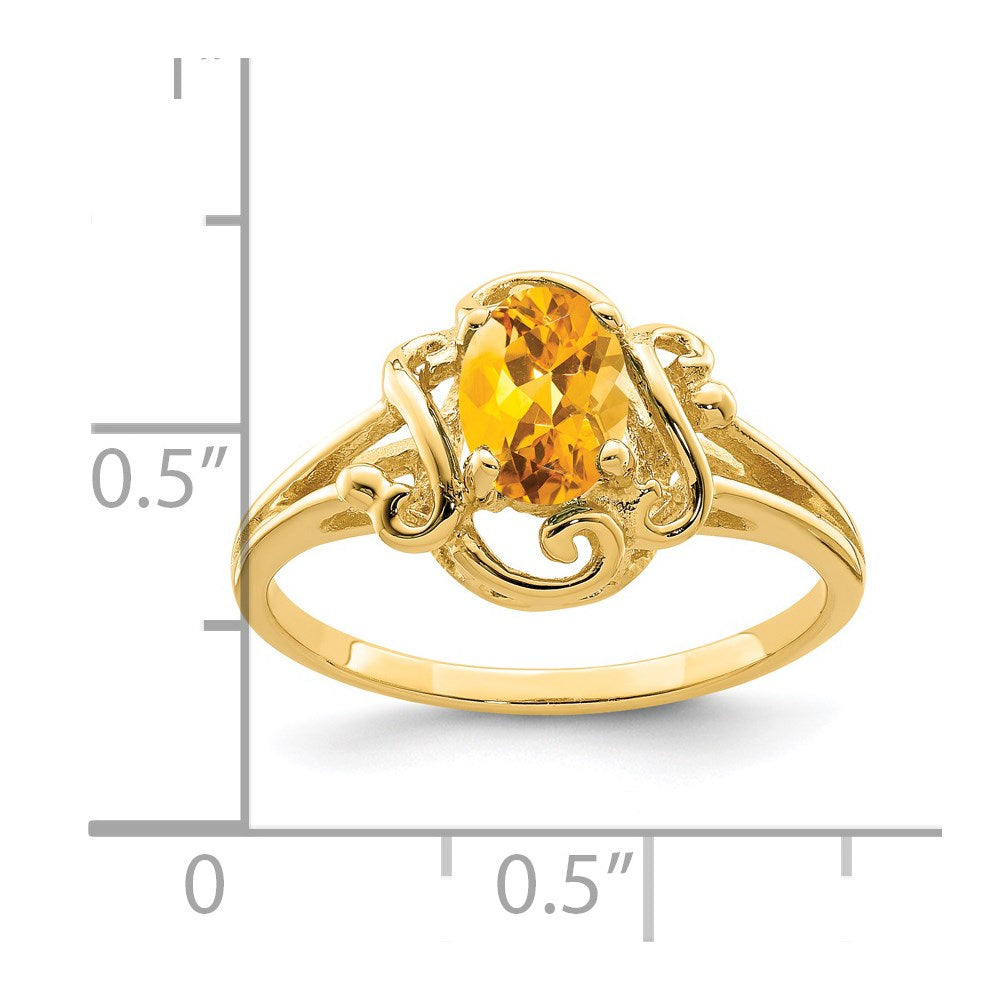 Solid 14k Yellow Gold 7x5mm Oval Simulated Citrine Ring