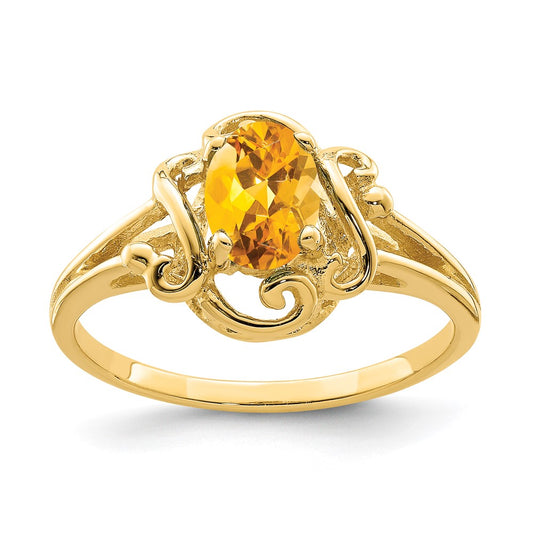 14K Yellow Gold 7x5mm Oval Citrine ring