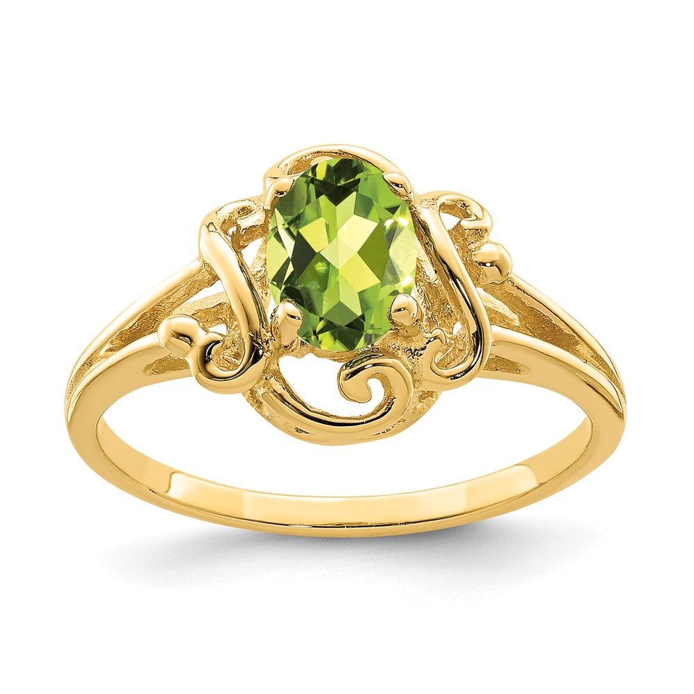 14K Yellow Gold 7x5mm Oval Peridot ring