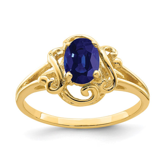 14K Yellow Gold 7x5mm Oval Sapphire ring