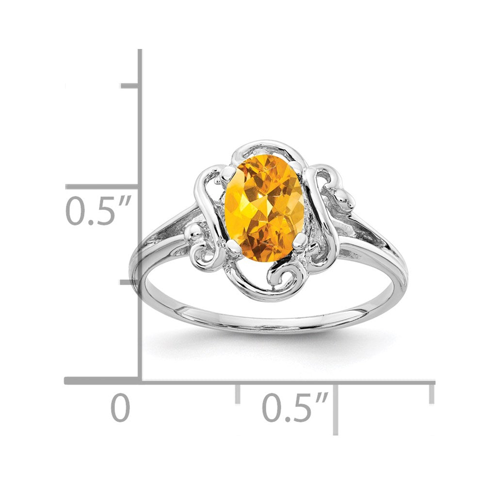 14k White Gold 7x5mm Oval Citrine ring