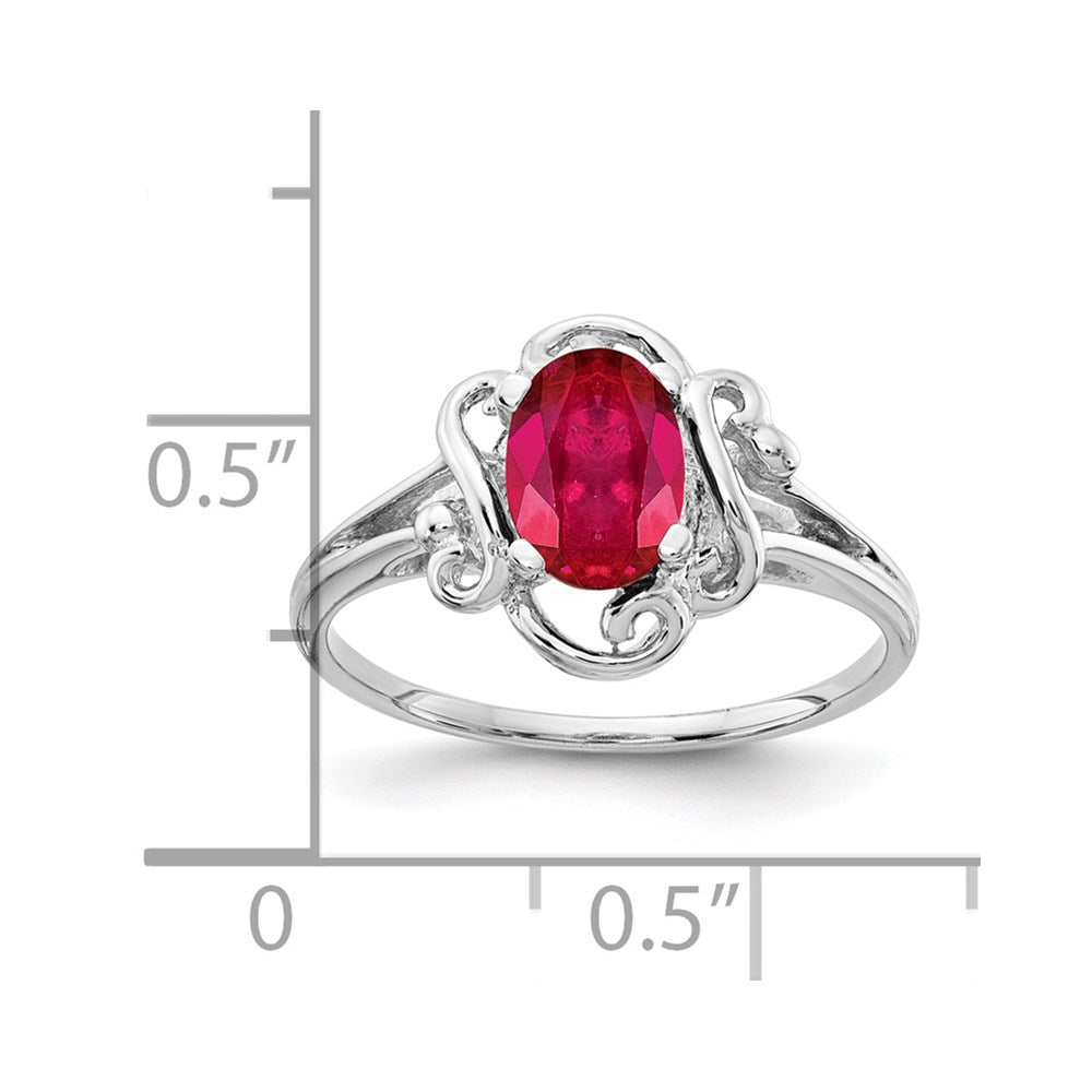 14k White Gold 7x5mm Oval Ruby ring