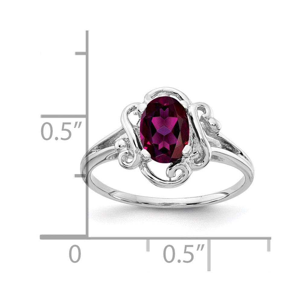 14k White Gold 7x5mm Oval Rhodolite Garnet ring