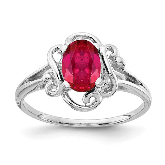 14k White Gold 7x5mm Oval Ruby ring