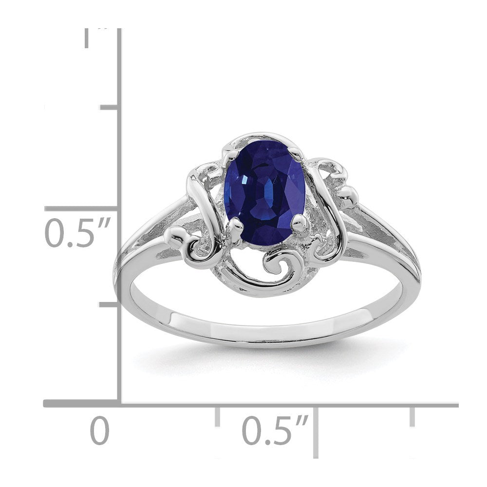 14k White Gold 7x5mm Oval Sapphire ring